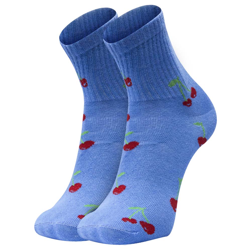 Women Blue Cherry Print Socks