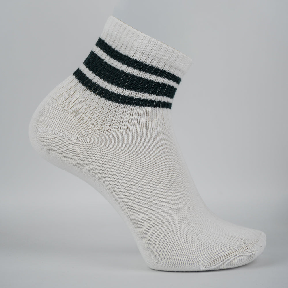 Men Green Stripe Athletic Crew Socks