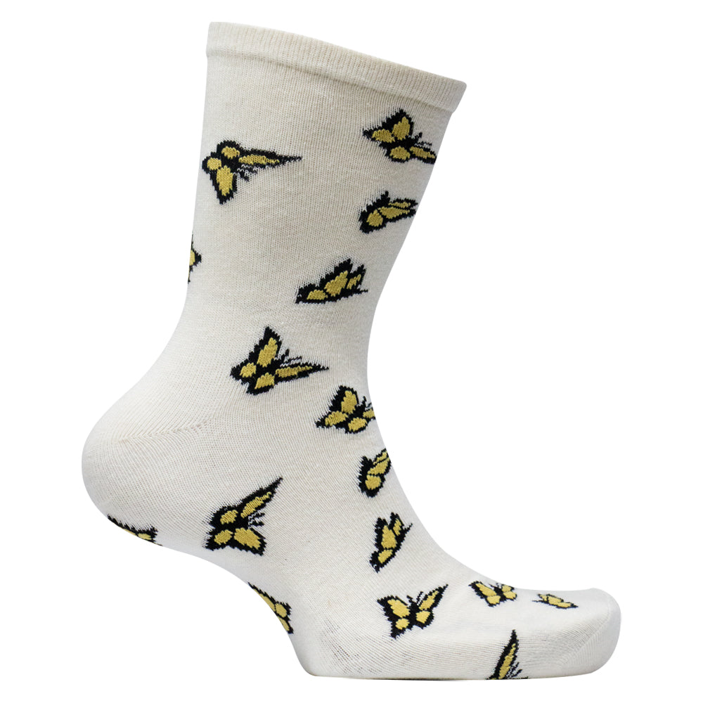 Women Butterfly Print Crew Socks