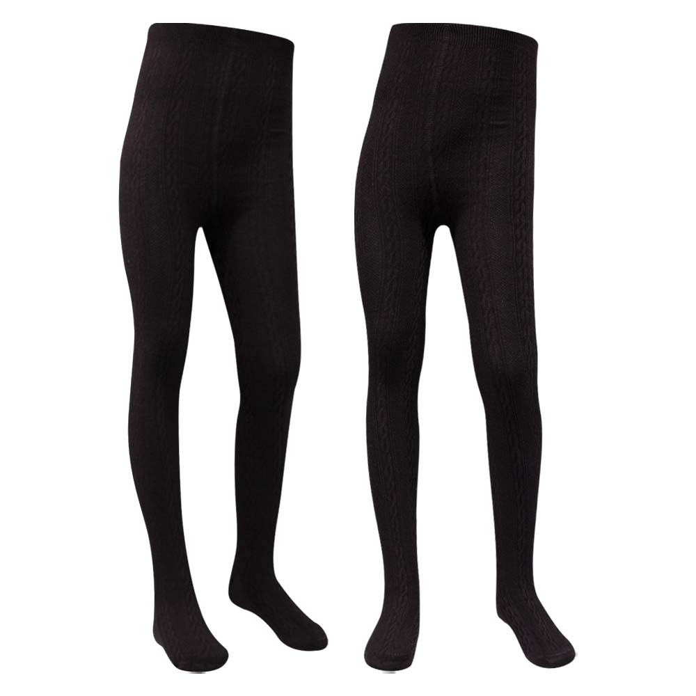 Cozy Cable Knit Chocolate Brown Girls Tights (OT)