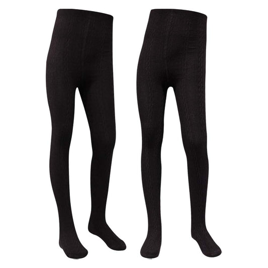 Cozy Cable Knit Chocolate Brown Girls Tights (OT)