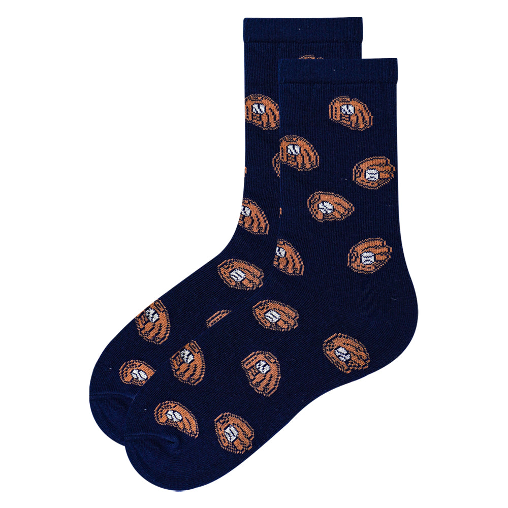 Boys Baseball Glove Print Crew Socks