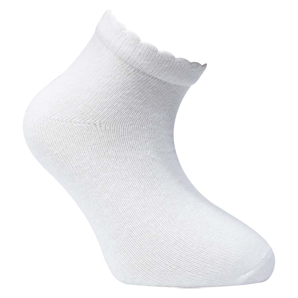 Plain White Ruffle Ankle Socks for Girls