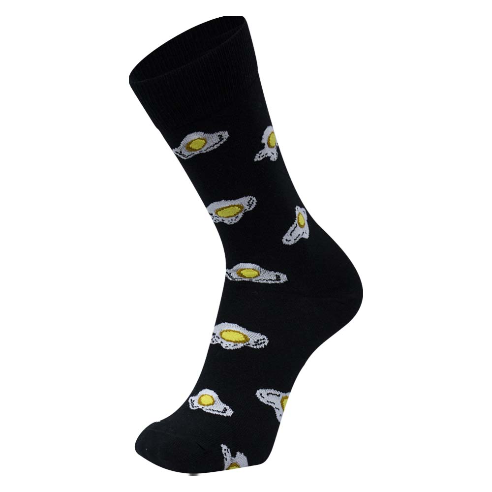 Men Fried Egg Print Novelty Crew Socks