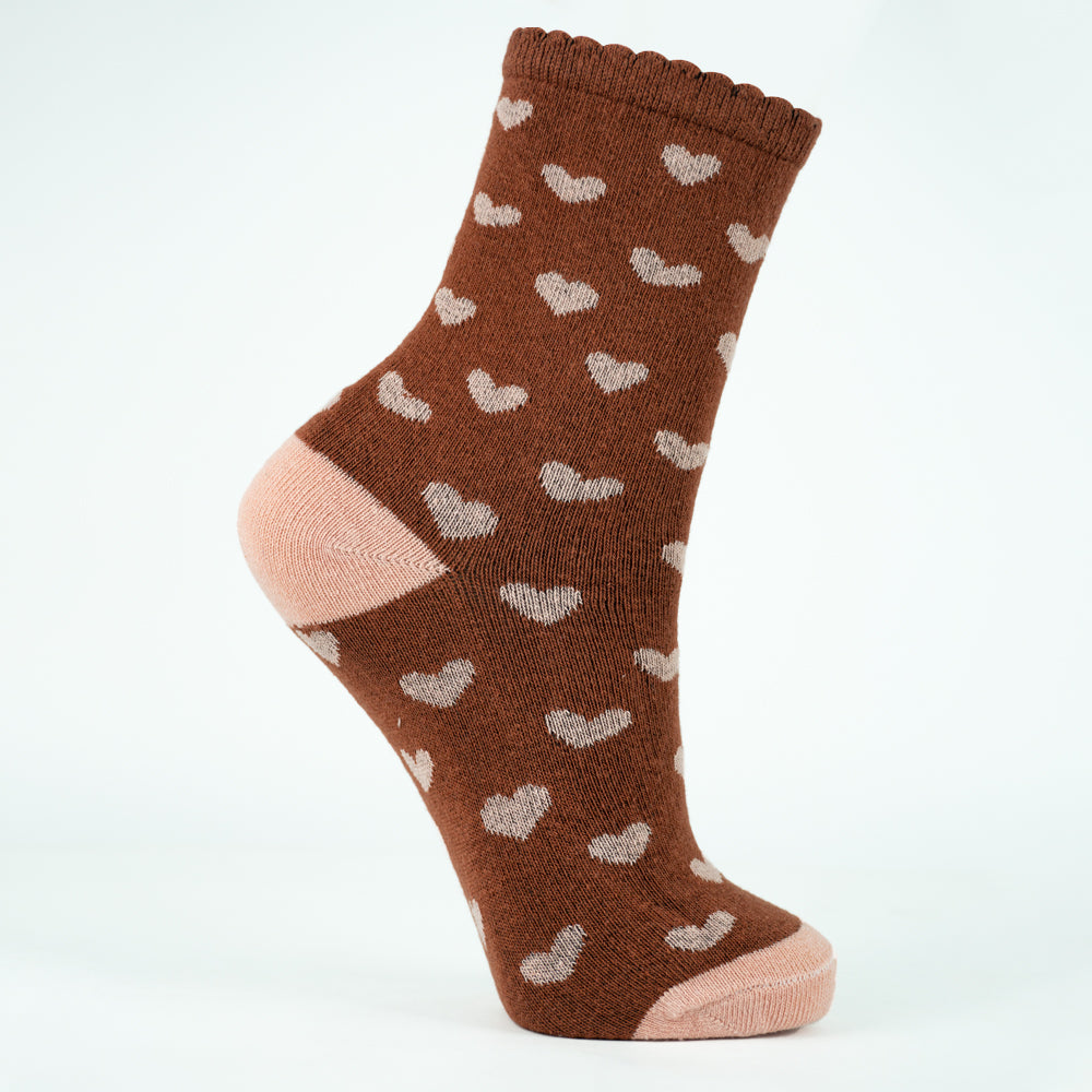 Girls' Heart Pattern Crew Socks