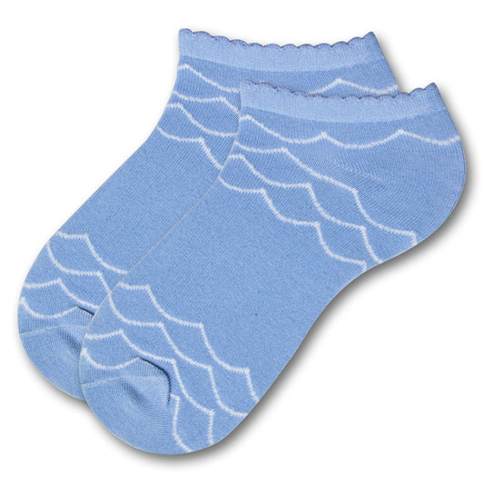 Blue With Wave Pattern Ankle Socks for Girls