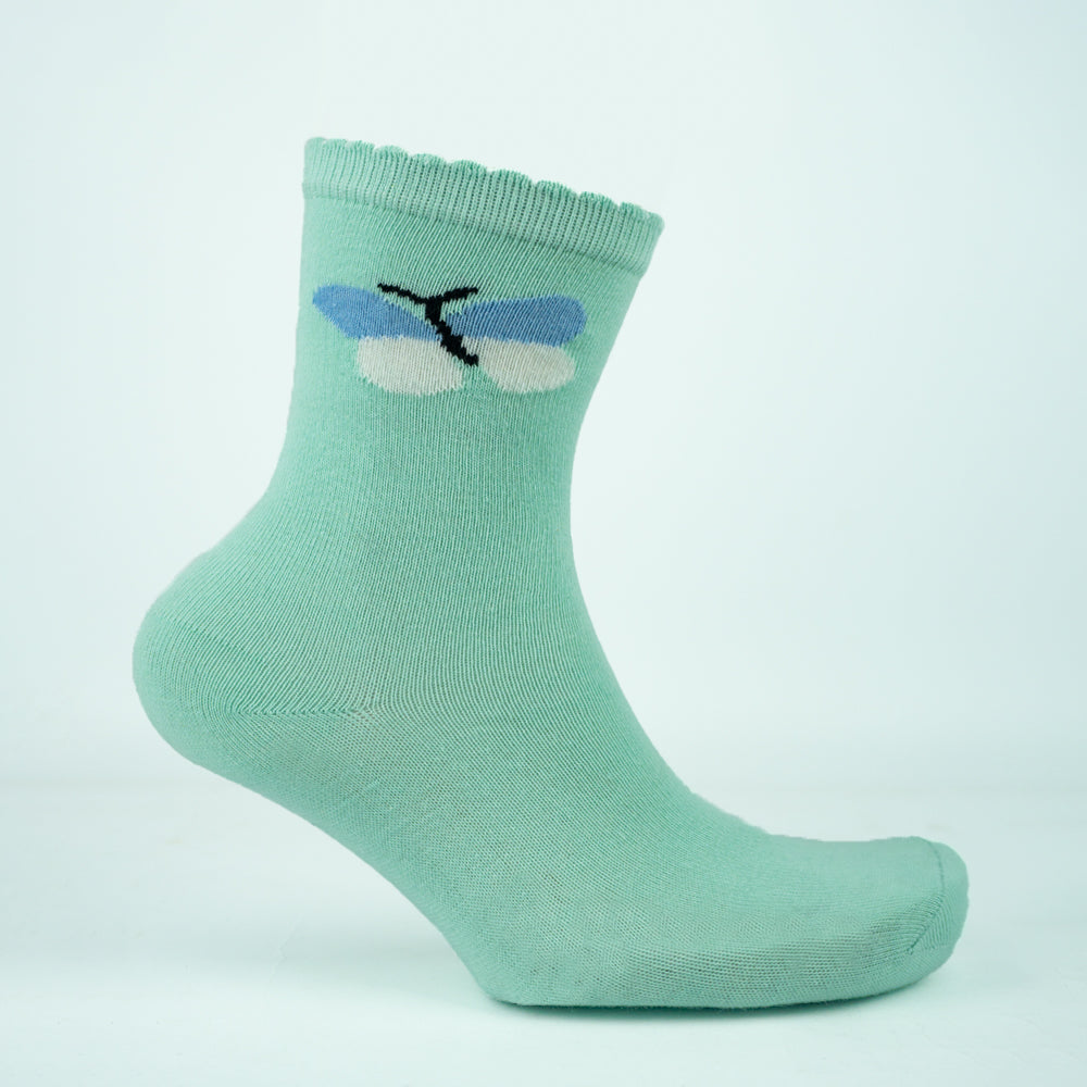 Mint Green Butterfly Ankle Girls Socks