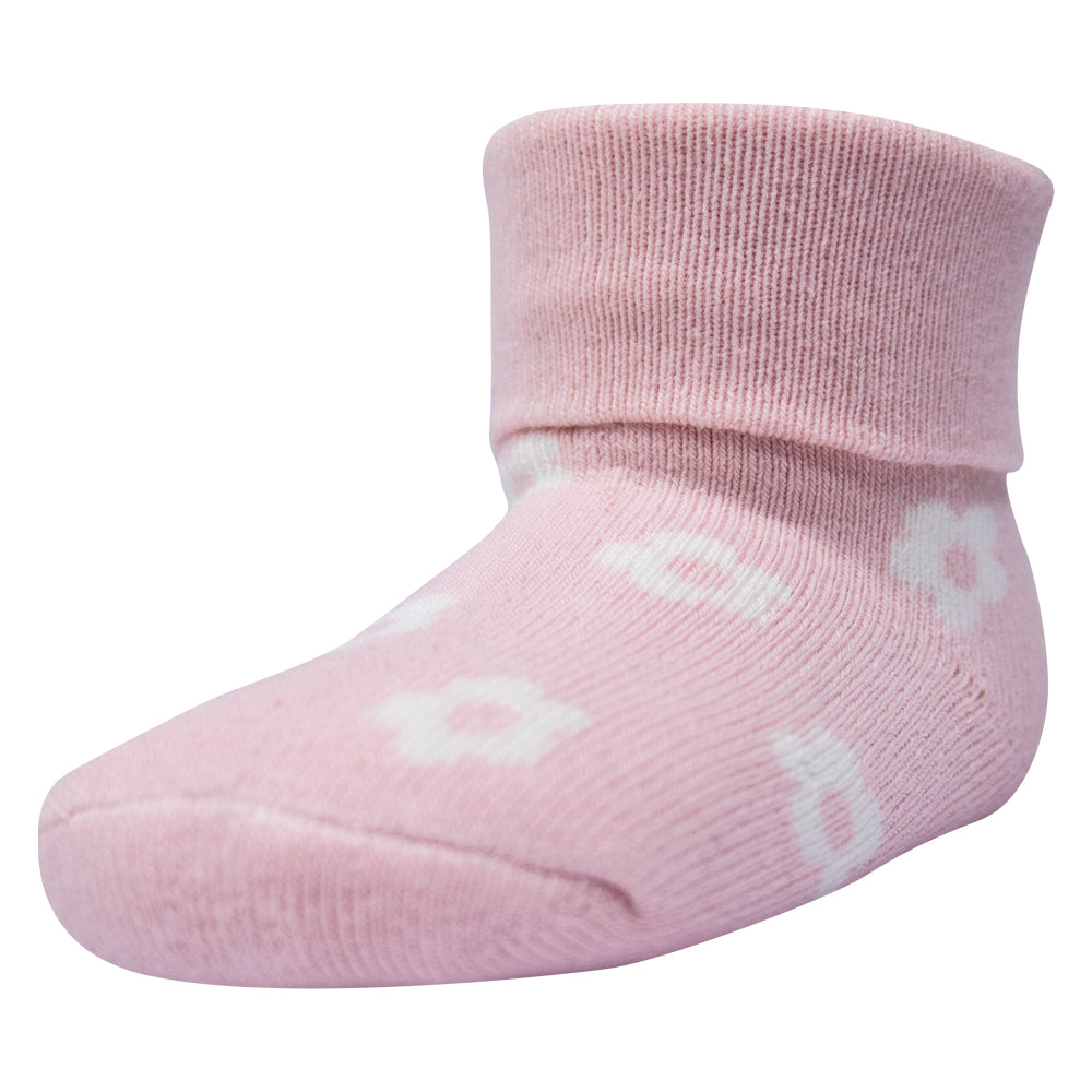 Born Baby Girl Socks | Pink Floral Print Cotton Booties