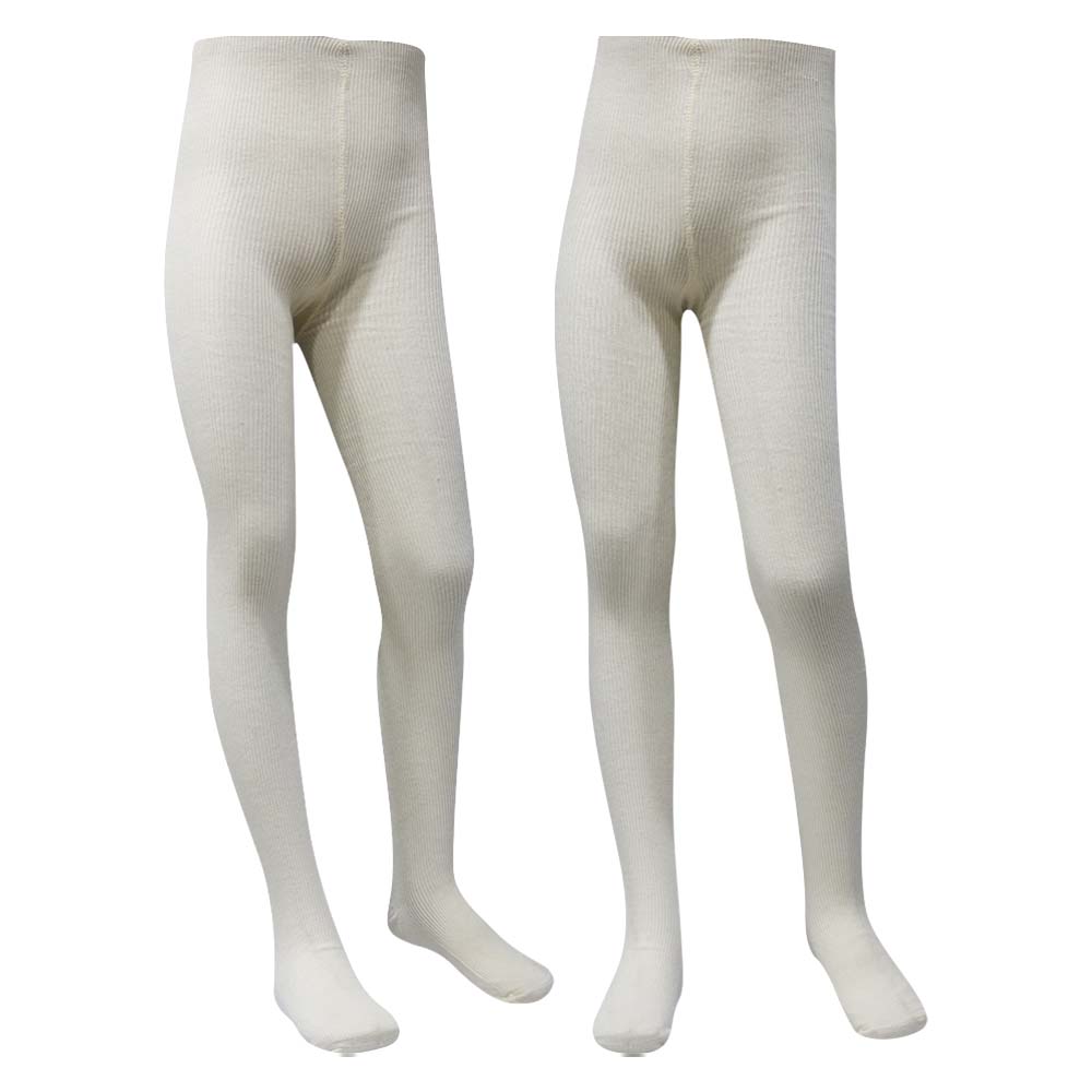 Girl's Cream Needle Drop Ribbed Tights (OT)