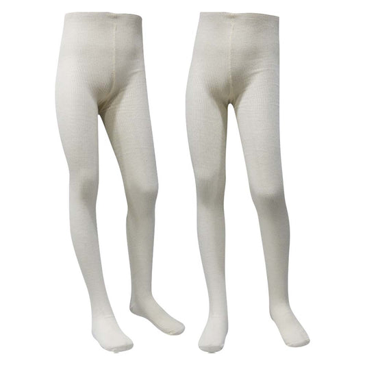 Girl's Cream Needle Drop Ribbed Tights (OT)