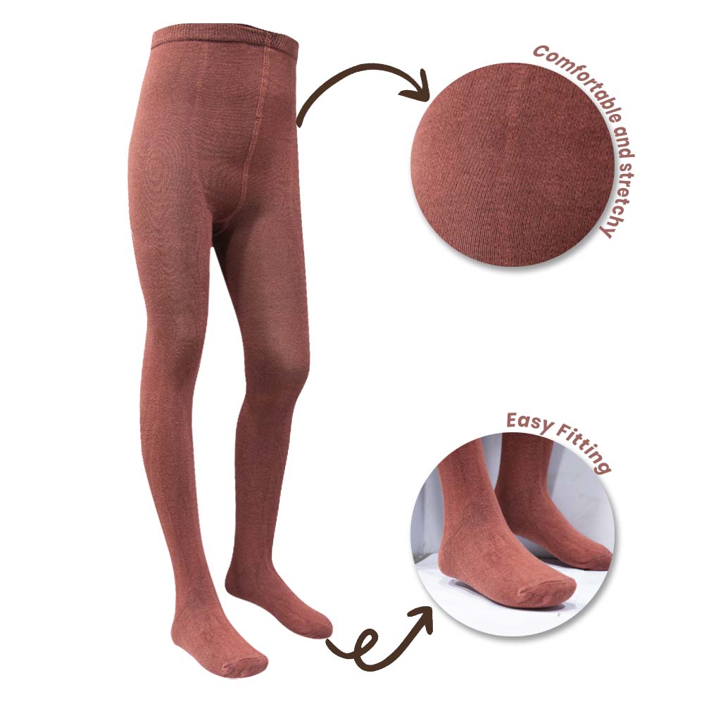 Cozy Premium Knit Texture Coco Brown Girls Tights (SF)