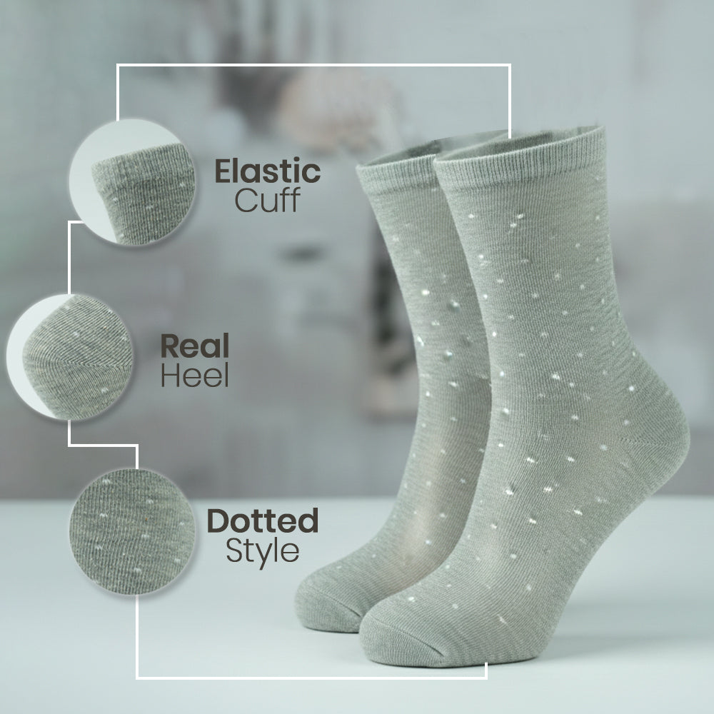 Girls Dotted Grey Crew Socks