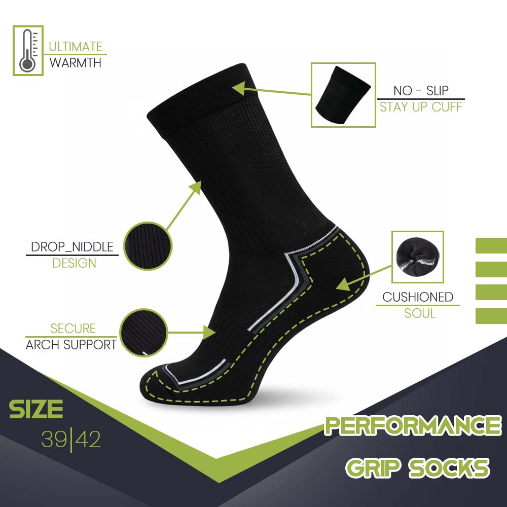 Men Black Half Terry Crew Socks