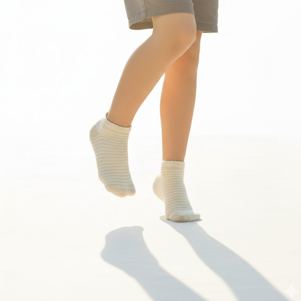 Yellow Stripe Ankle Girls Socks