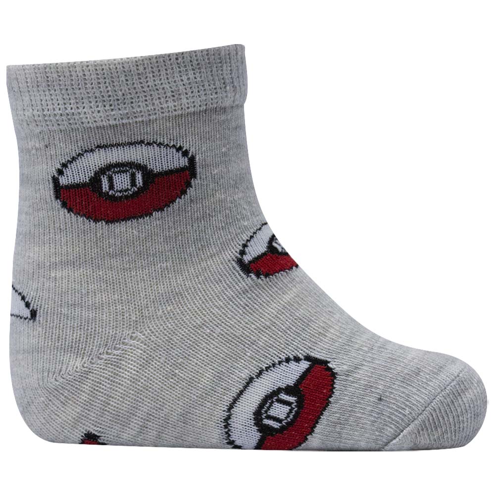 Grey &  Red Pokeball Print Baby Boy Socks