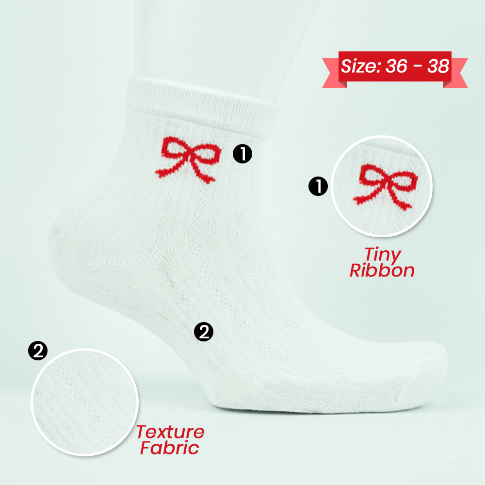 Ribbon Quarter Socks for Women