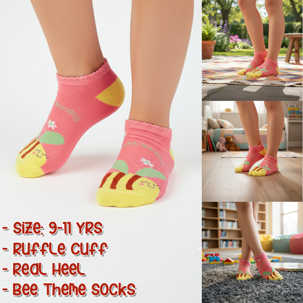 Bee Print Ankle Socks for Girls
