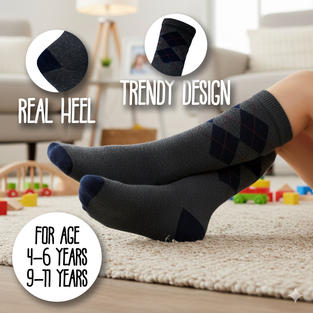 Dark Gray Argyle Crew Socks