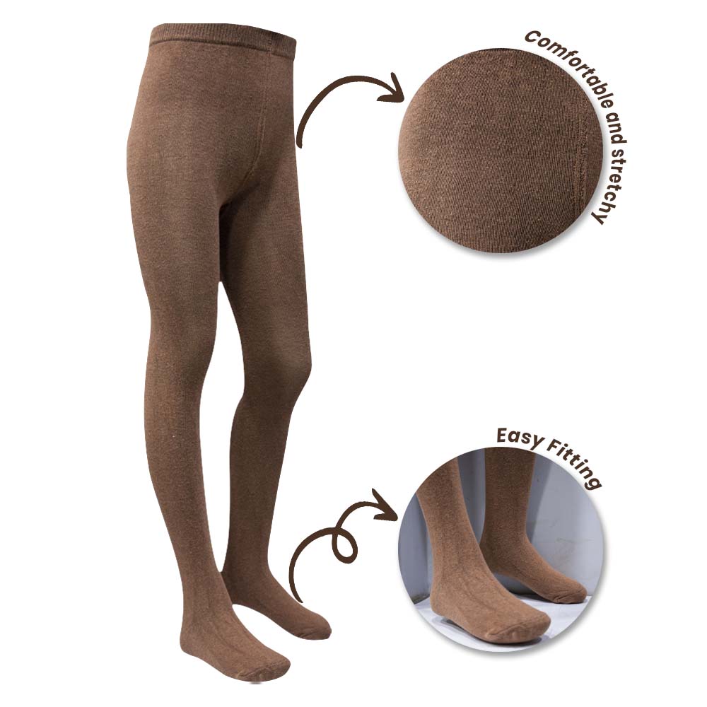 Girls Premium Cotton Light Brown Tights (SF)