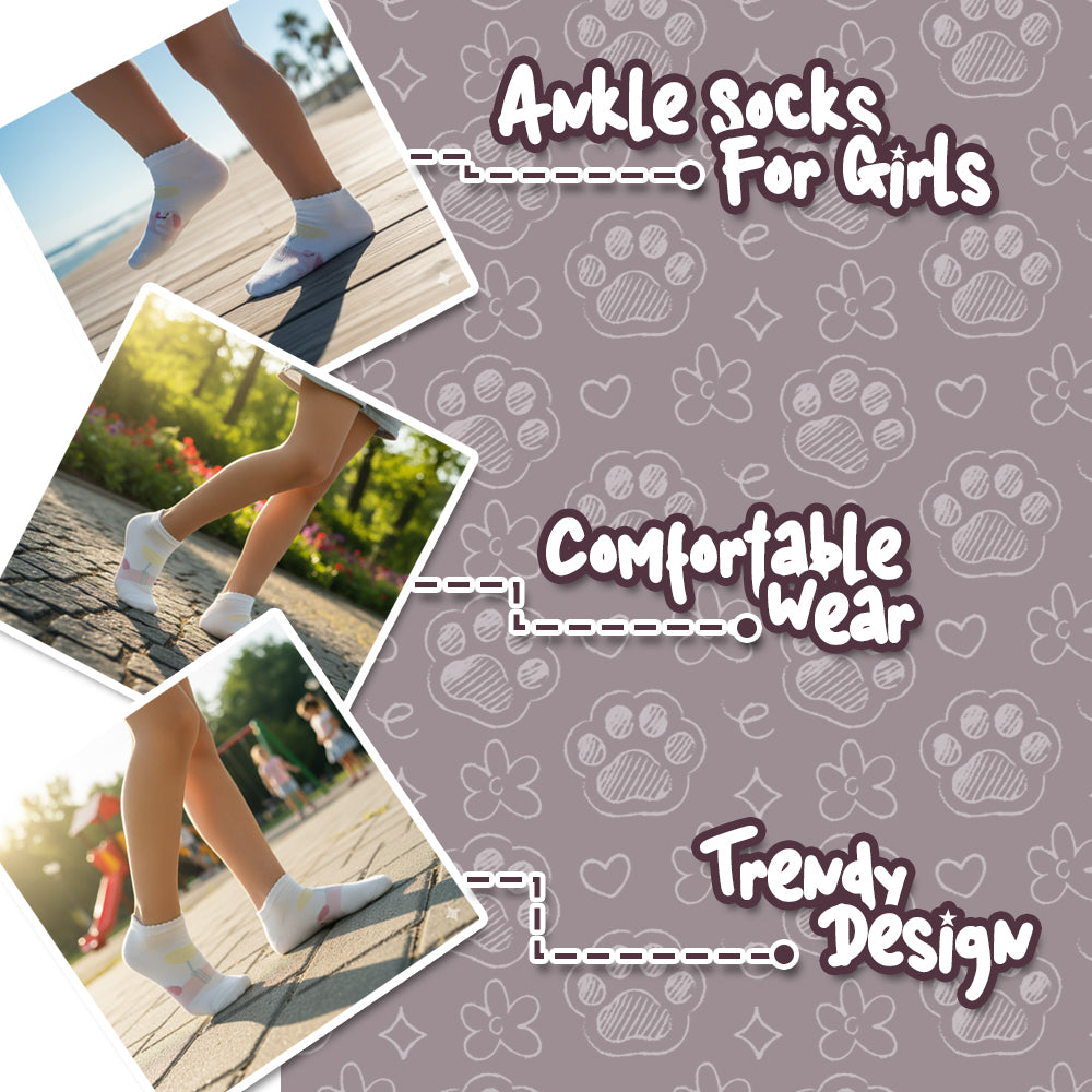 Girls' Puppy Print Ankle Socks