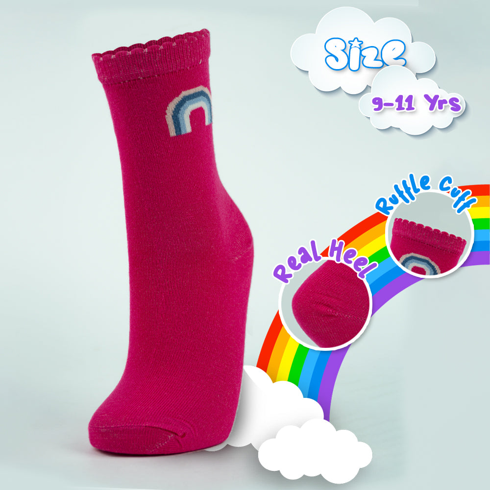 Girls’ Vibrant Rainbow Crew Socks