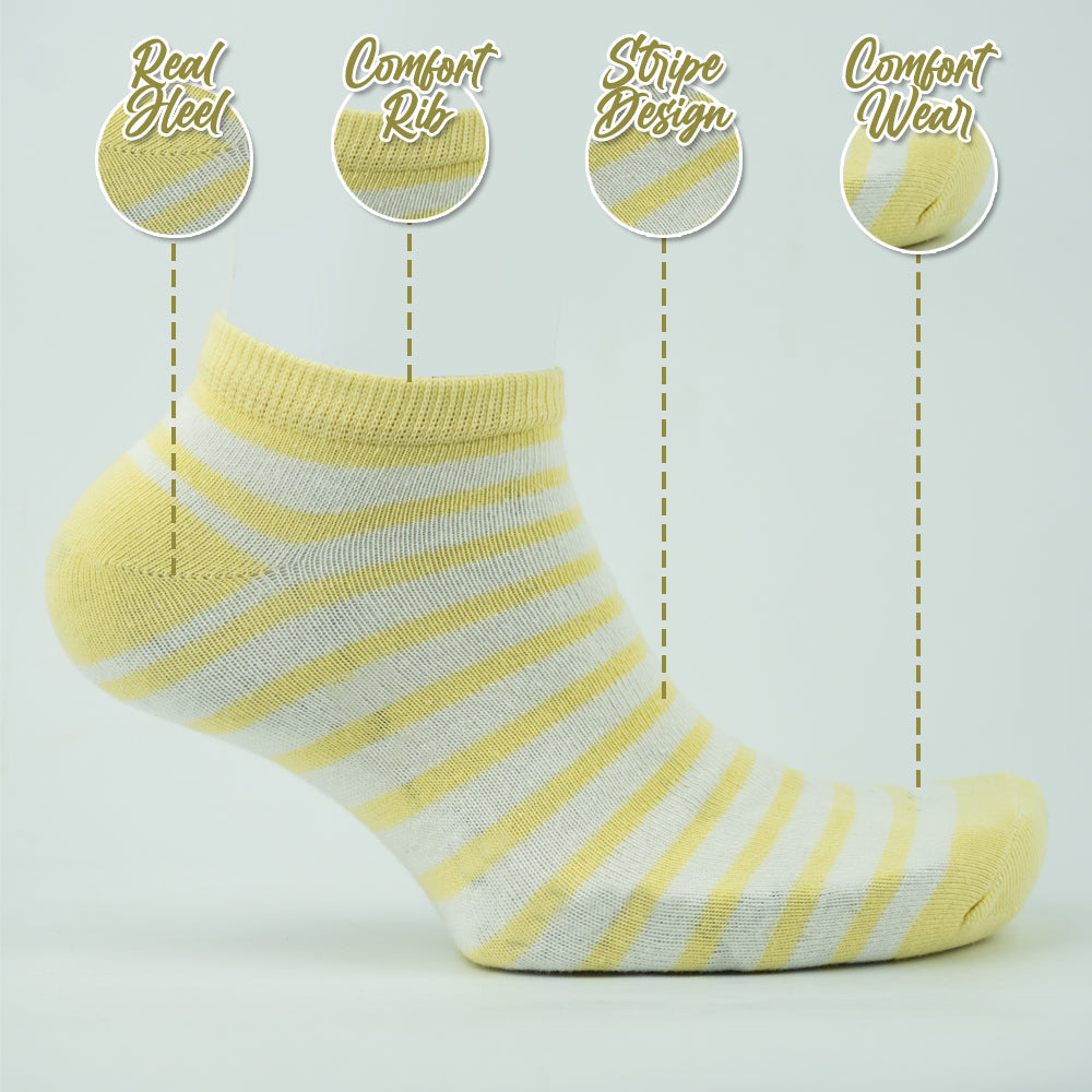 Women Yellow Striped Ankle Socks