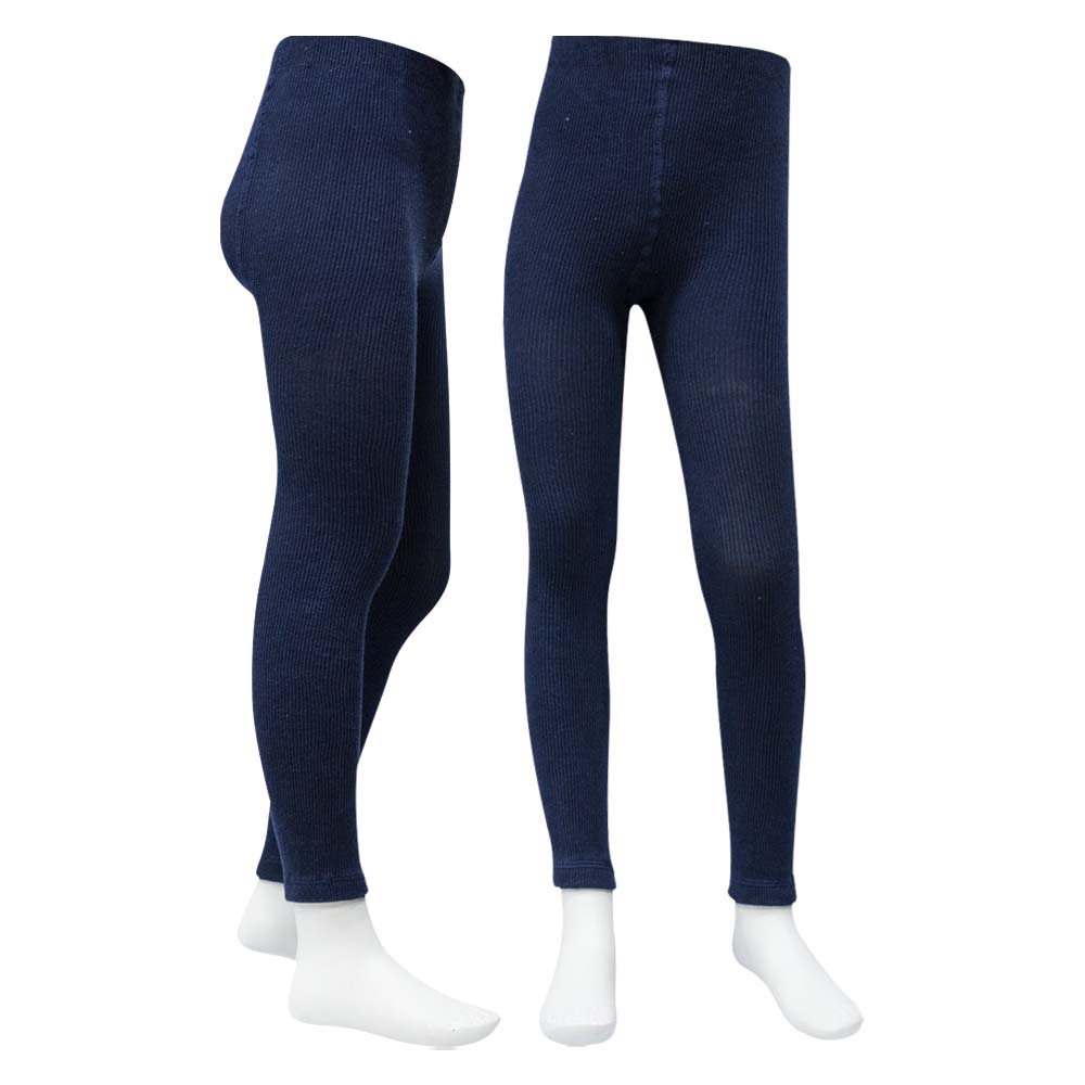 Girls Dark Blue Ribbed Leggings (OT)