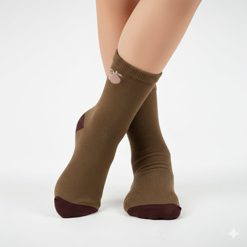 Apple Print Crew Girls Socks