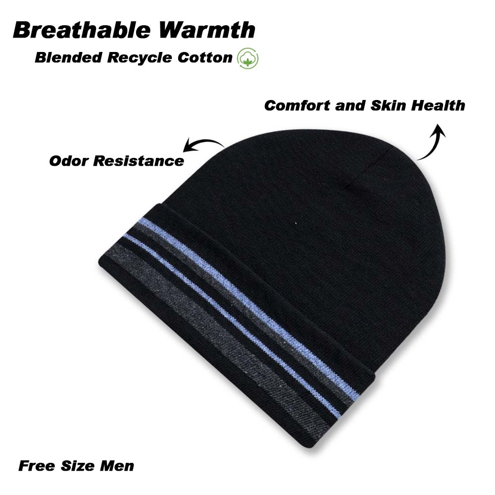 Trendy Stripes Winter Beanie Cap for Men (RG)