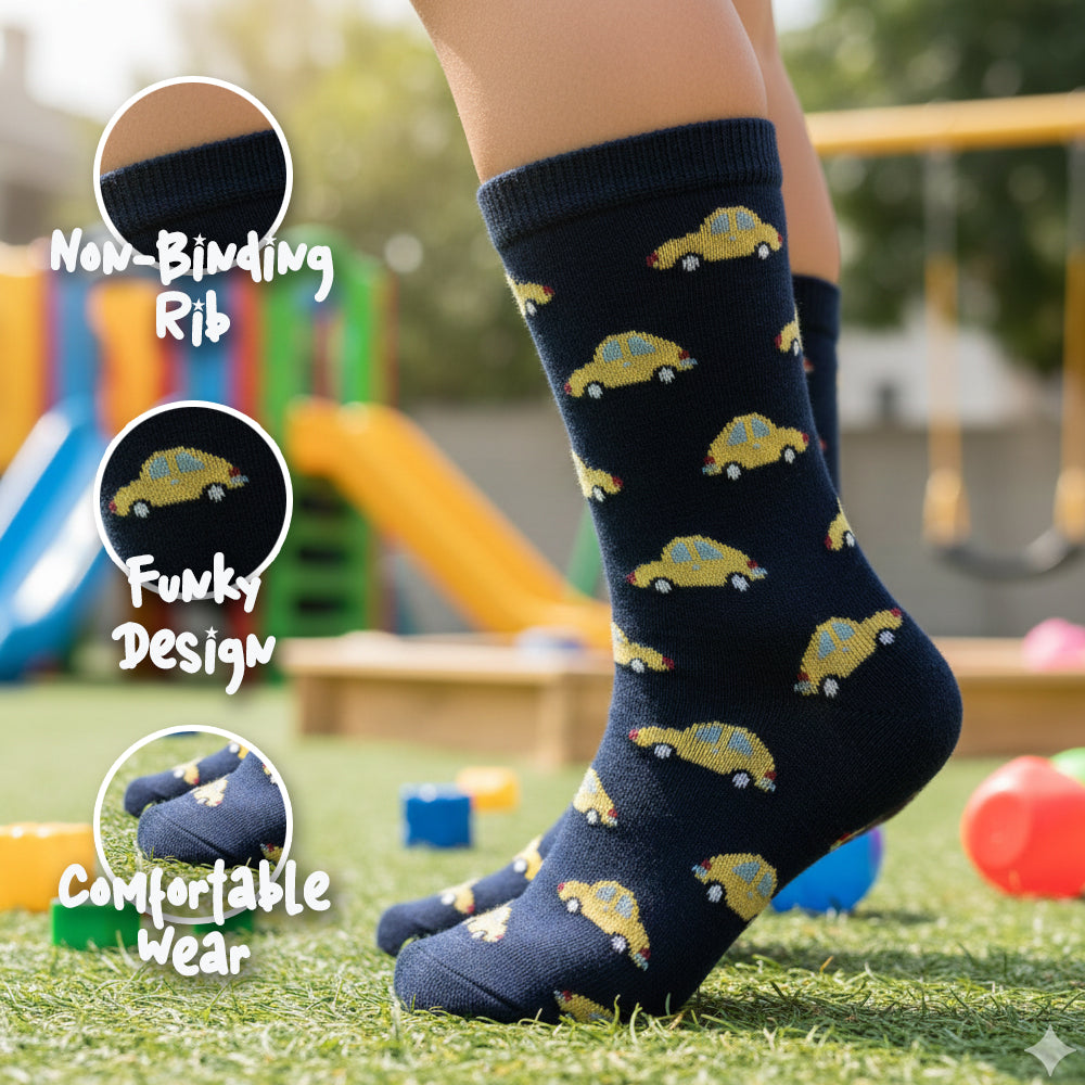 Car Print Boy's Crew Socks