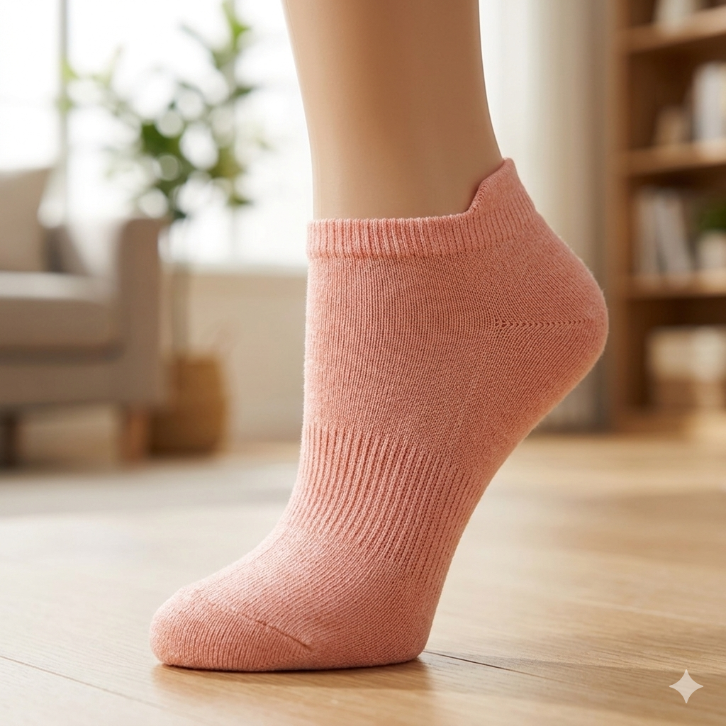 Women Plain Pink Ankle Socks