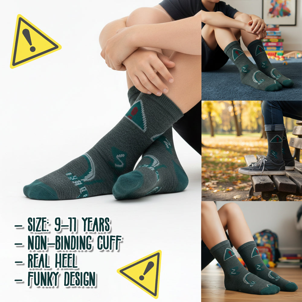 Boys' Charcoal Grey Novelty Crew Socks