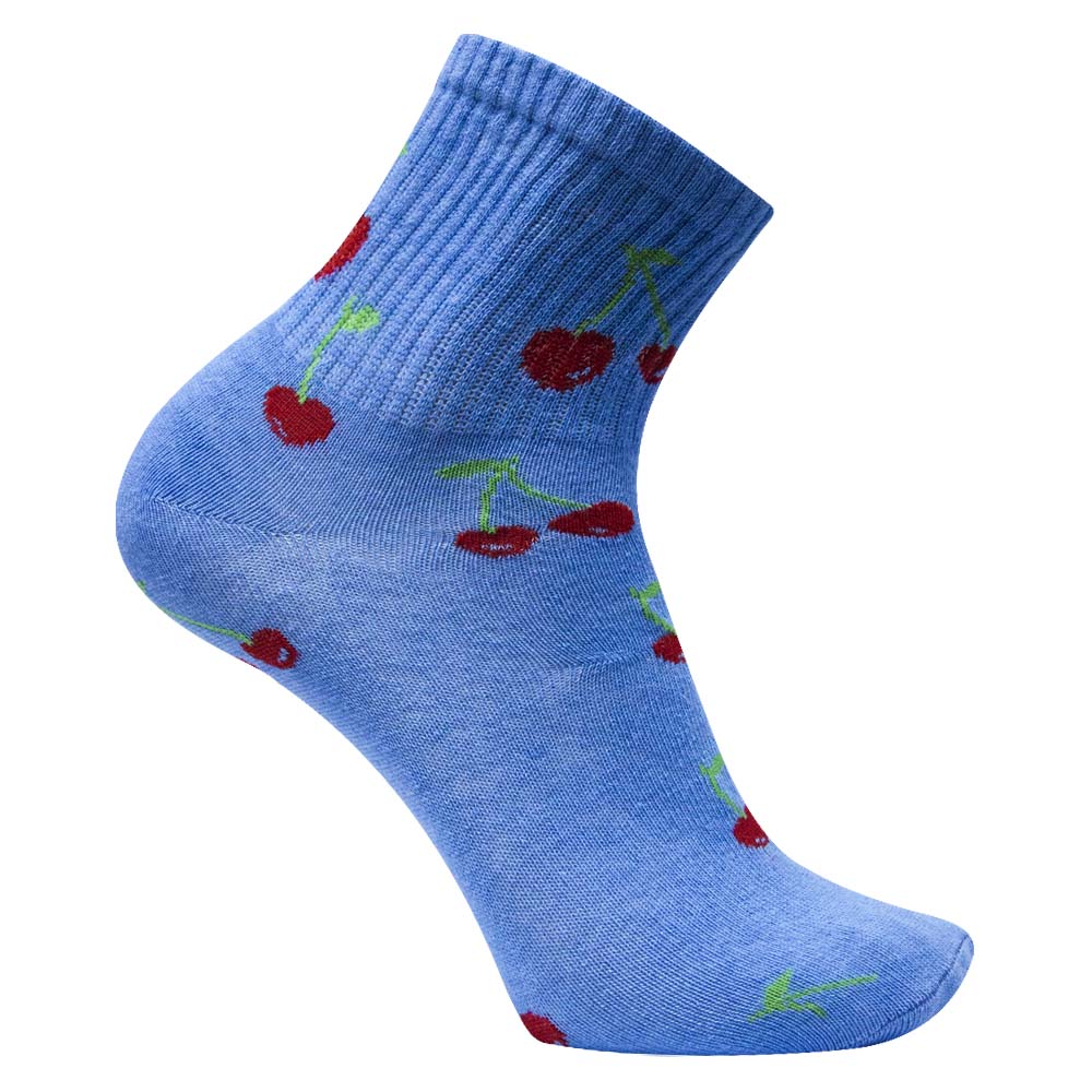 Women Blue Cherry Print Socks