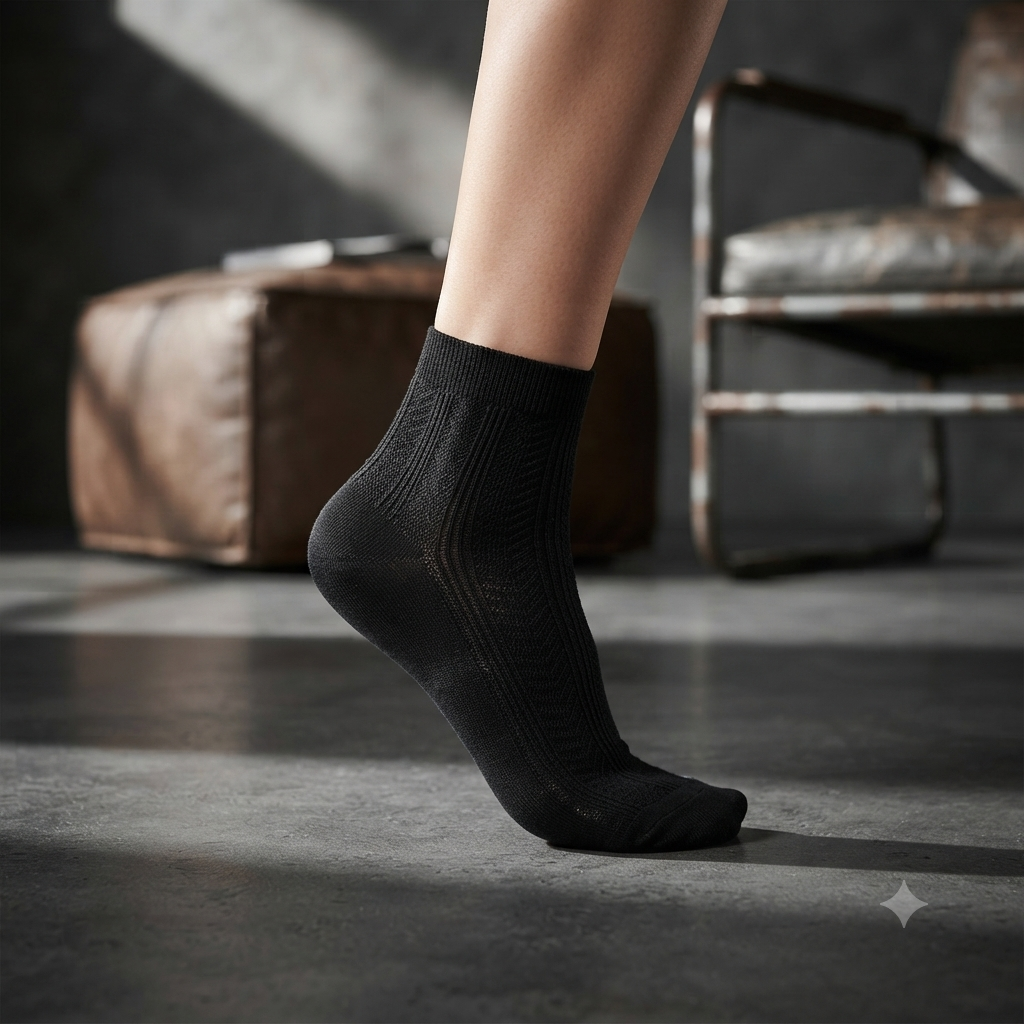 Women Cable knit Black socks
