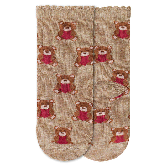 Teddy Bear Print Ankle Socks for Baby Girls