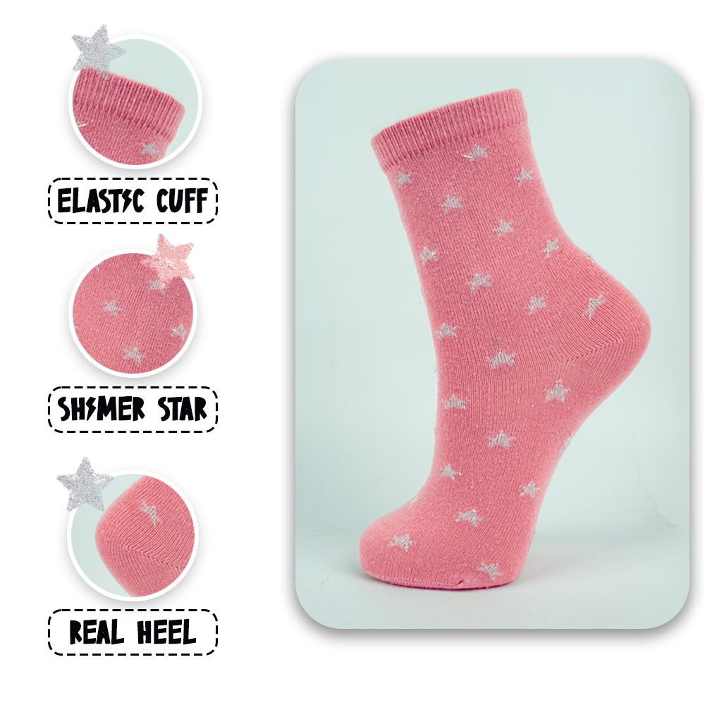 Sparkly Star Girls Crew Socks