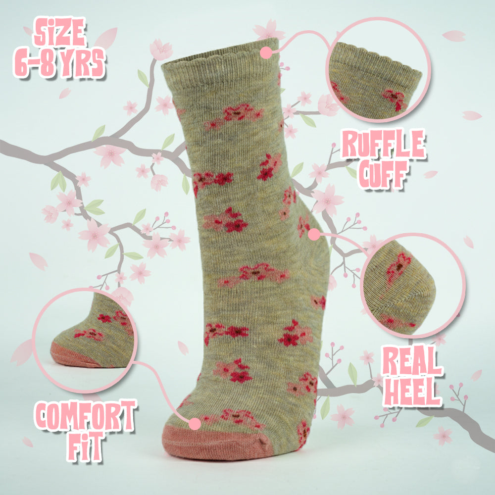 Girl’s Floral Knit Crew Socks
