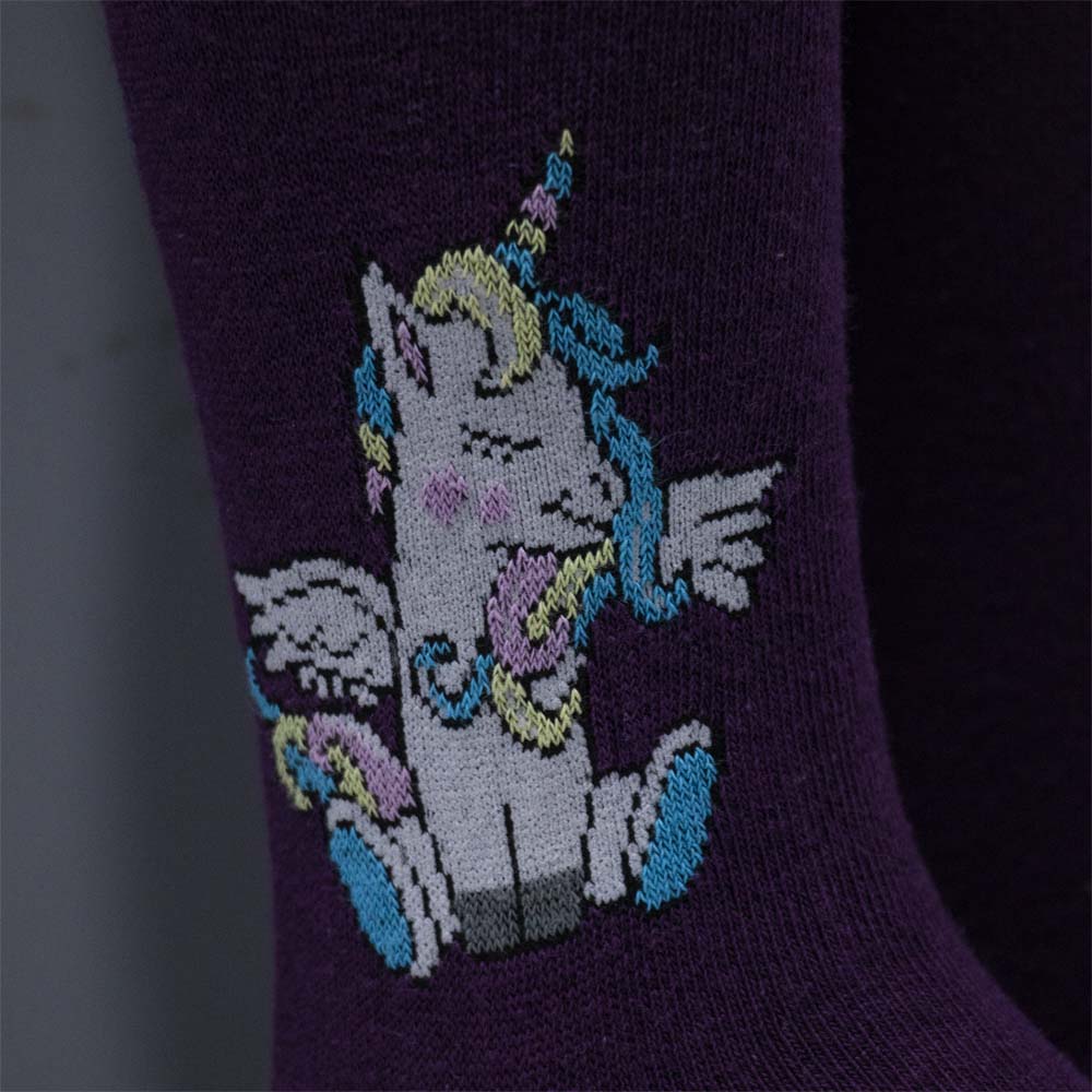 Purple with Unicorn Design Tights for Girls (OT)