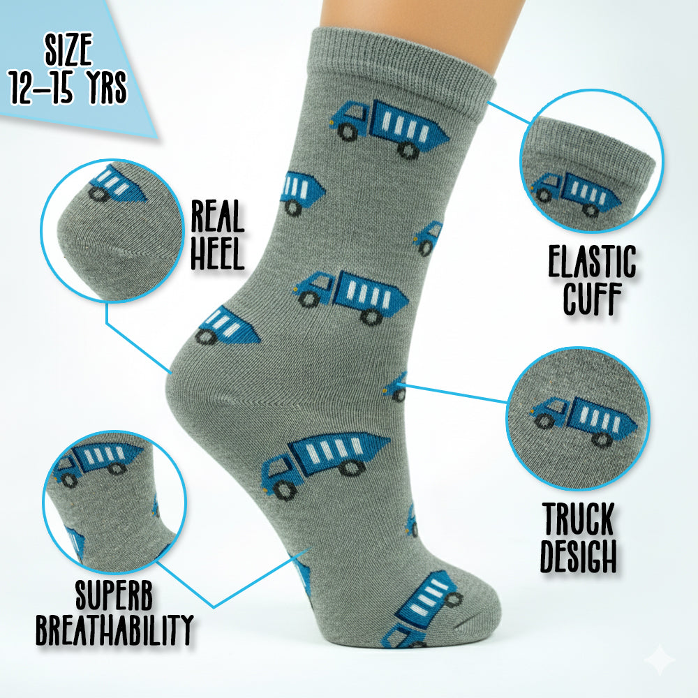 Boys Blue Truck Pattern Socks