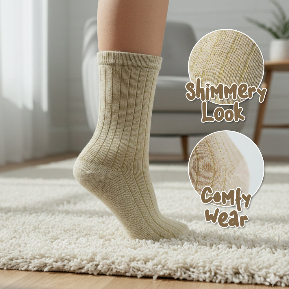 Golden Shimmer Girl's Crew Socks