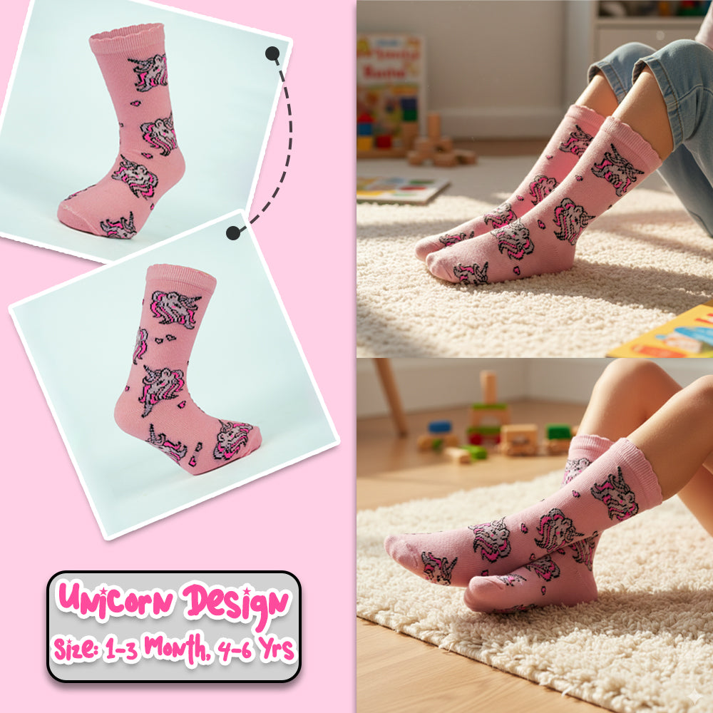 Unicorn Girls' Cotton Pink Ankle Socks