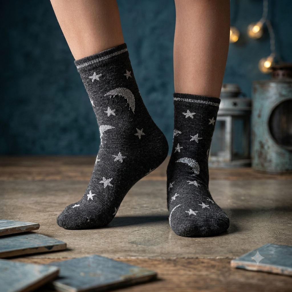 Girls Star & Moon Pattern Socks