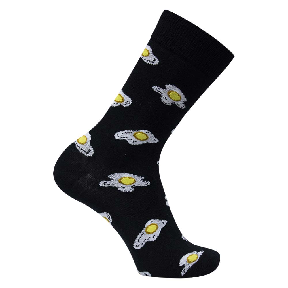 Men Fried Egg Print Novelty Crew Socks