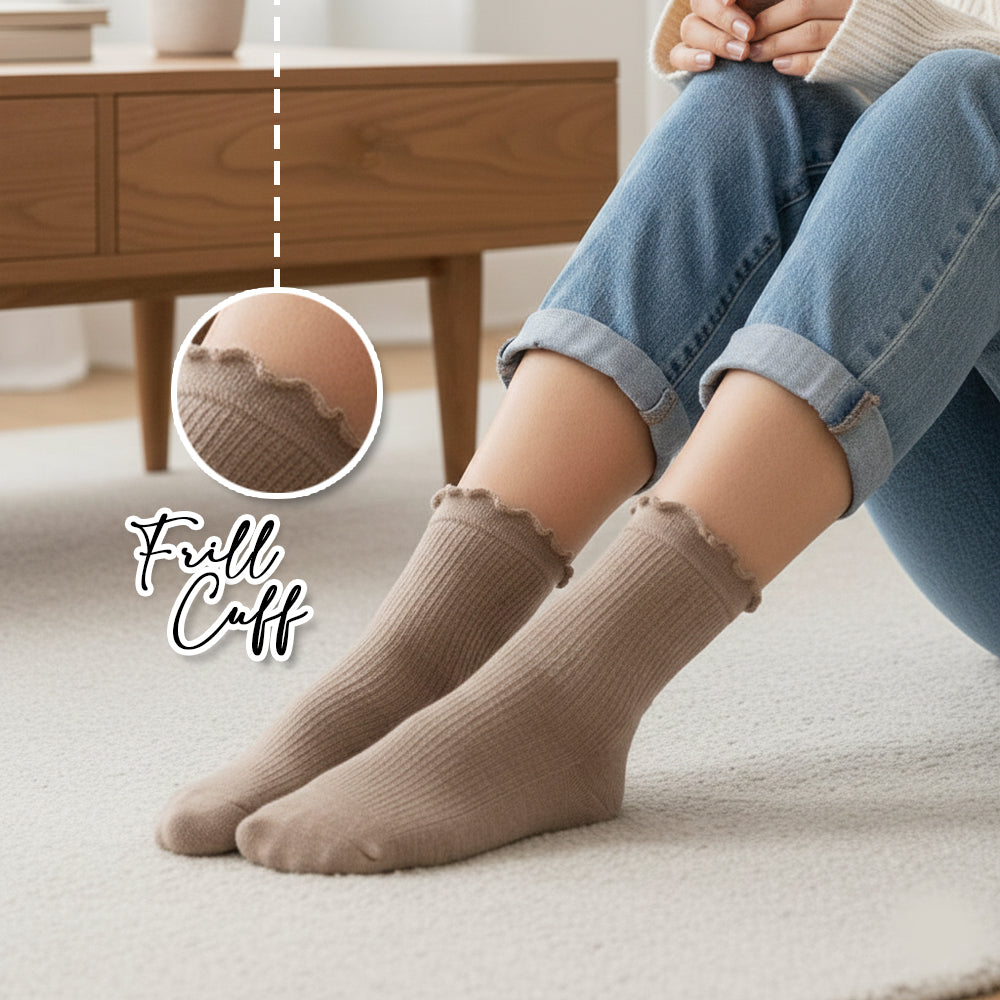 Women Trim Ribbed Ankle Socks
