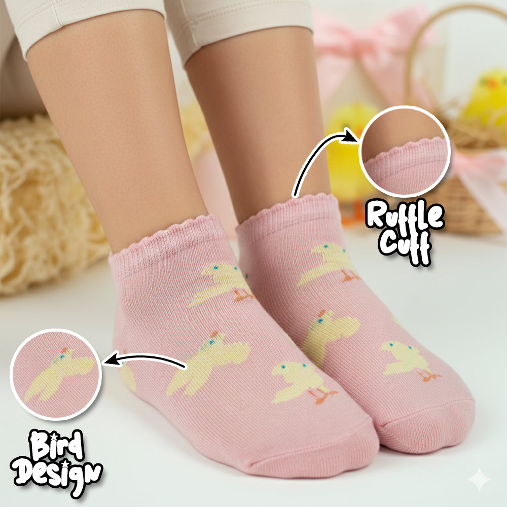 Girls Bird Print Ankle Socks
