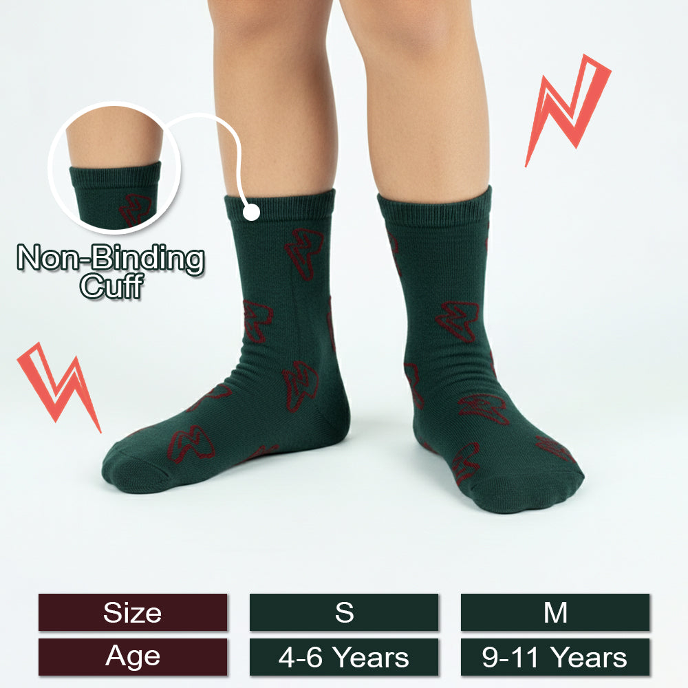Boys’ Lightning Bolt Pattern Crew Socks
