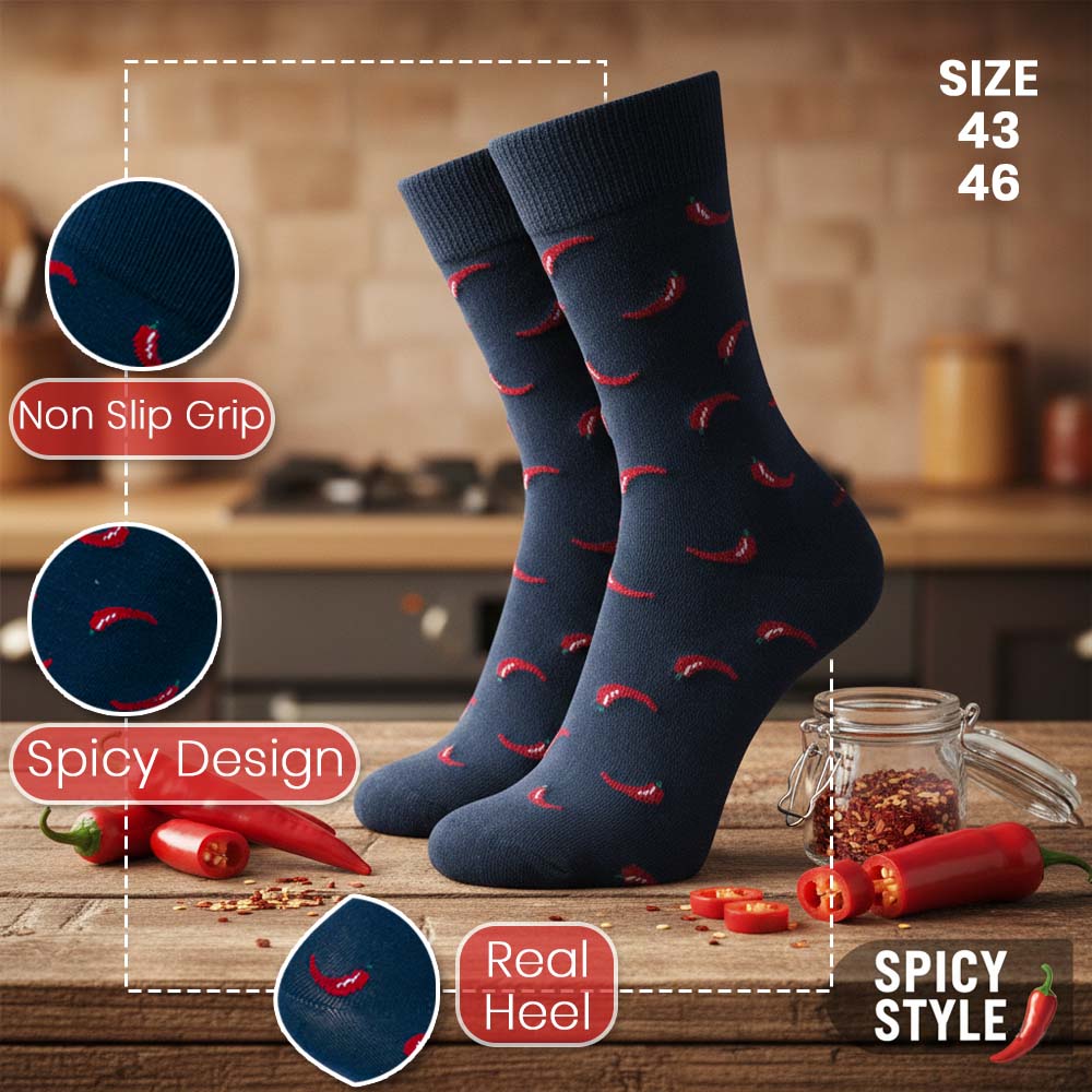Men Chili Print Funky Dress Socks