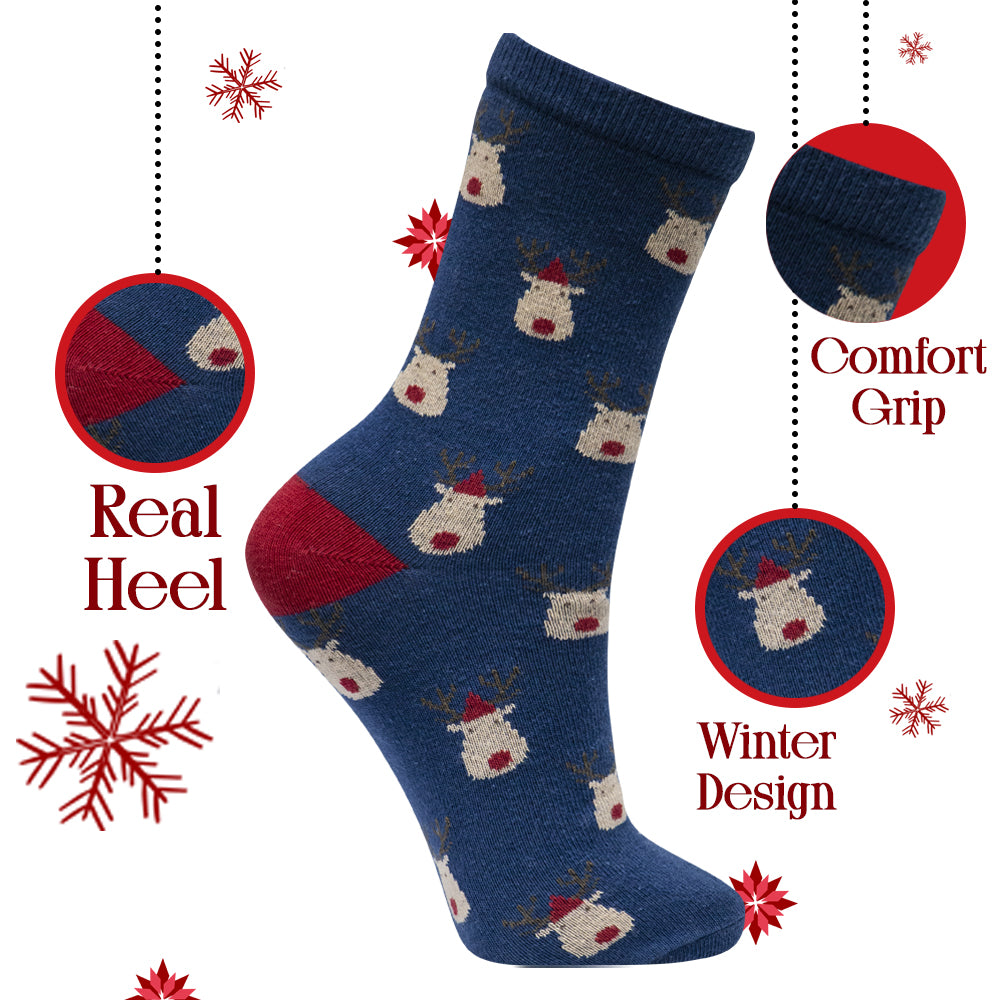 Unisex Cozy Reindeer Print Socks