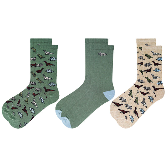 Boys Adventure Dinosaur Print Crew Socks