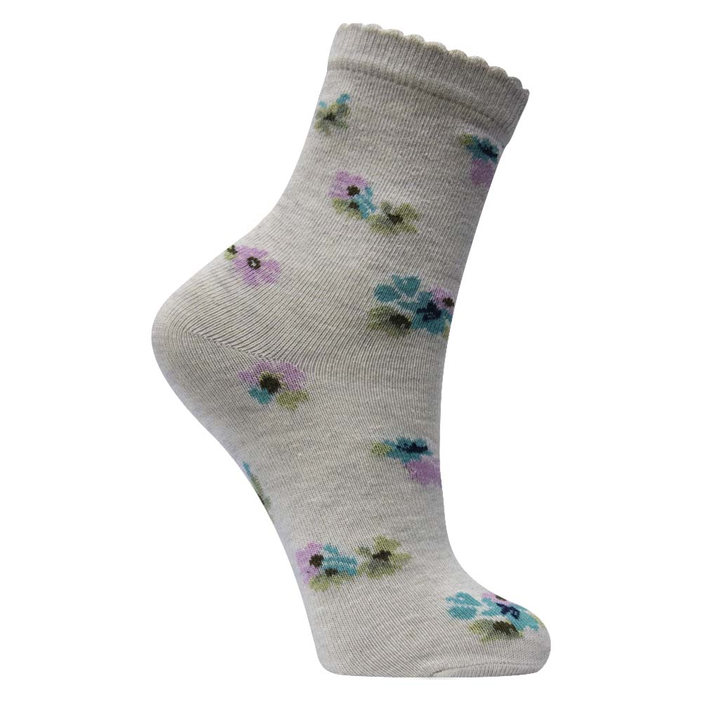 Charming Flower Print Girl's Crew Socks